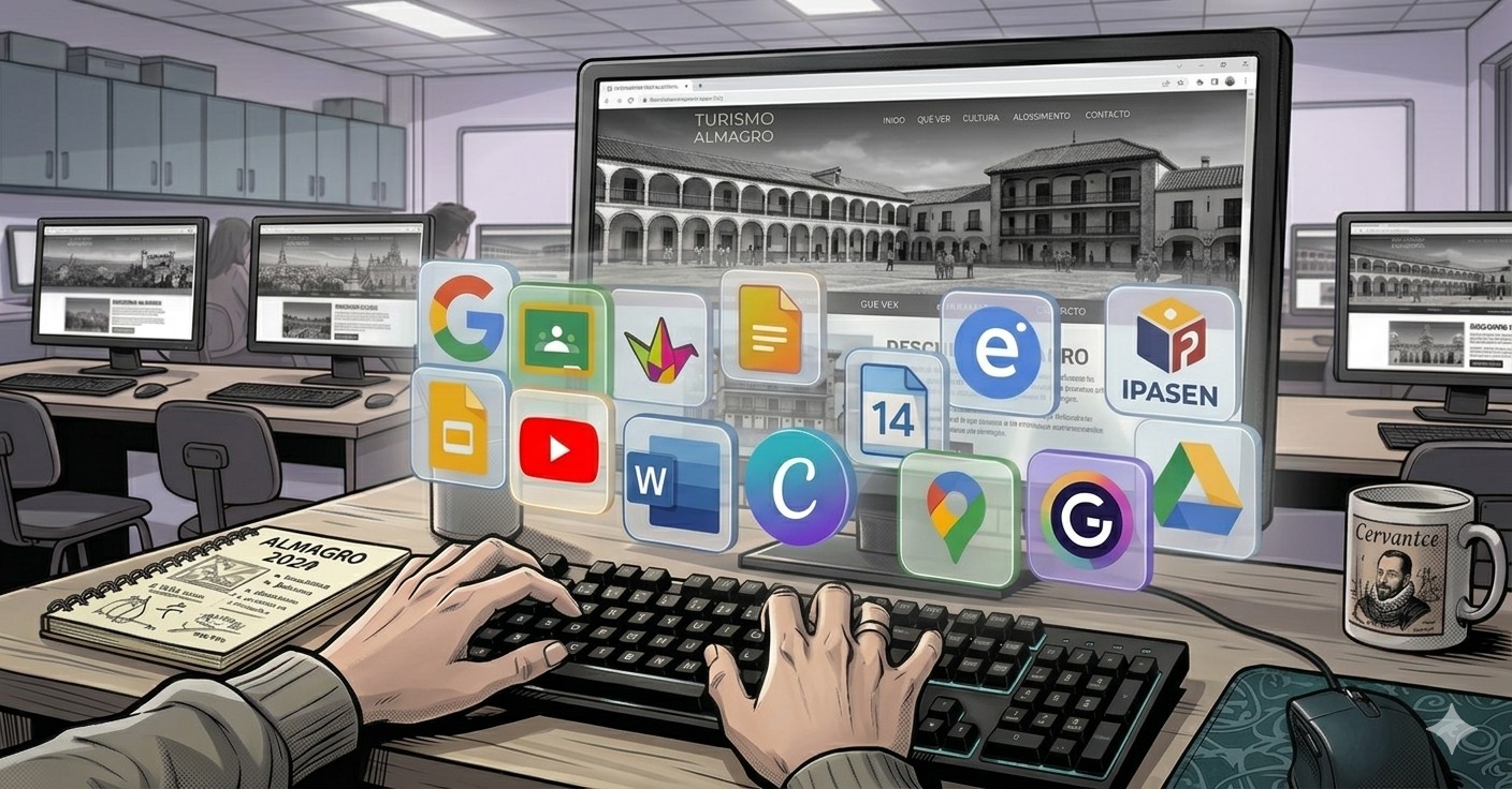 Pantalla de ordenador en la que se ve iconos de diferentes herramientas